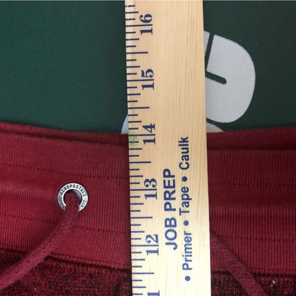 Aeropostale Men’s Heathered Fleece Joggers Sweatpants Maroon Red Black Medium - Picture 10 of 11